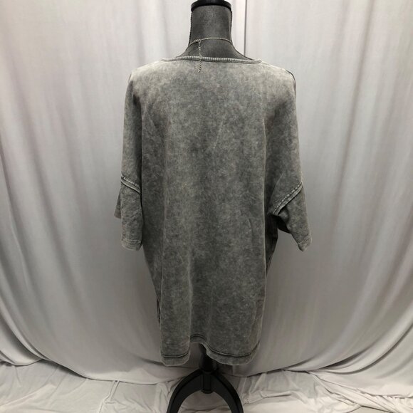 Washed Gray Oversized Top Womens Size 2XL Exposed Seam Drop Shoulder Tunic NEW - Picture 5 of 9